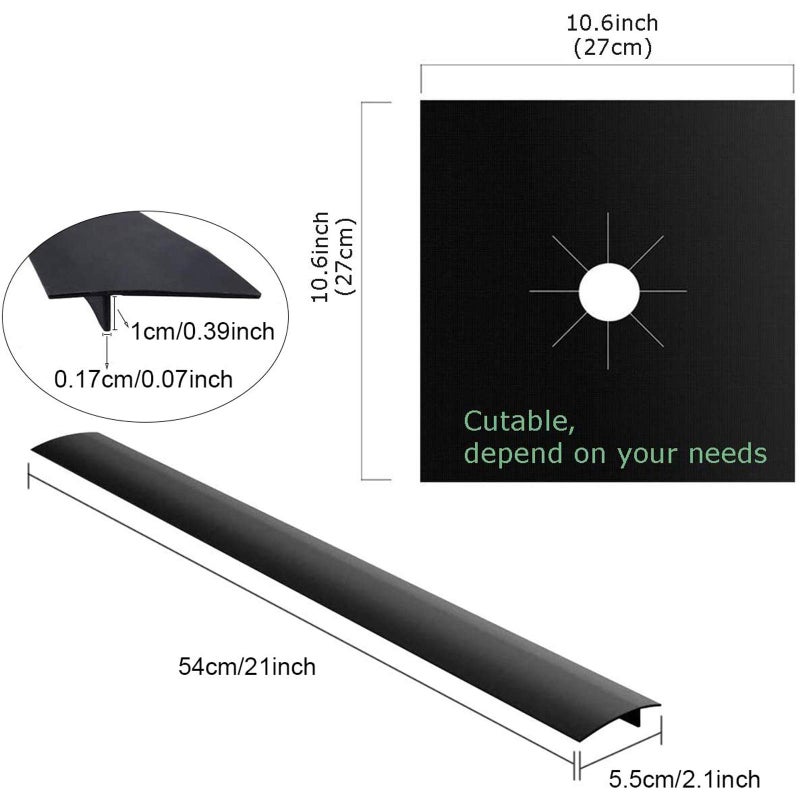 MSDADA Stove Covers, 8 Pcs 0.2 mm 10.6" x 10.6" Gas Range Protectors with 2 Pcs 21â€ Silicone Gap Cover Keep Stove Clean, Double Thickness, Reusable, Non-Stick, Easy to Clean - Image 4